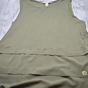 Michael Kors Olive Layered Sleeveless Tank Top